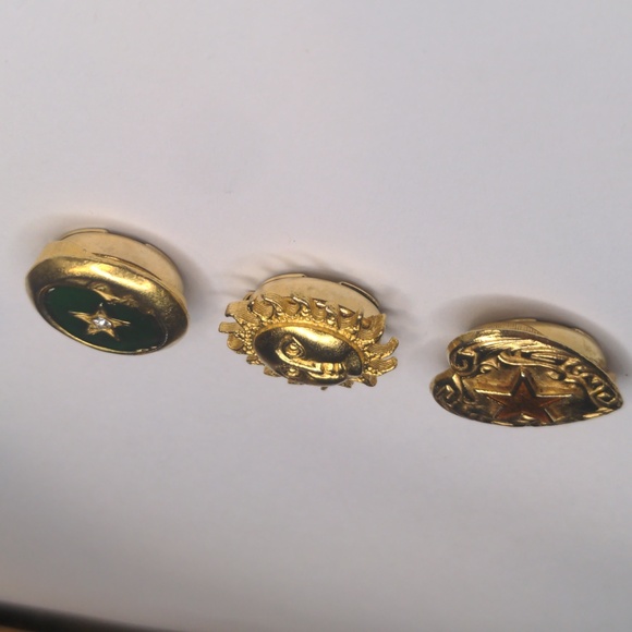 Celestial Button Covers Moon Star Sun Heart Gold Tone Roman Greek Set Of 3 - Picture 3 of 6